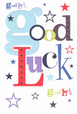This lively good luck card, so often paired with our arrangements here in Barkingside, exudes an air of confidence and warm encouragement-apt for congratulating friends on everything from school successes at King Solomon High to new adventures in the neighbourhood. The bold, pastel-blue 'g' draws the eye first, leading into bright decorative reds, deep purples, and earthy greens, all layered atop a crisp white background that suggests both modernity and care. Scattered stars of all shapes-inky, navy, and blush lavender-sweep across the card much like wishes floating above Barkingside's friendly parks. Each carefully chosen font and colour seems to pulse with anticipation and hope, the texture promising comfort and assurance in your palm. Perfect for life's milestones, this card doesn't just deliver a phrase-it becomes a keepsake, capturing Barkingside's sense of camaraderie and the heartfelt encouragement we value so deeply.